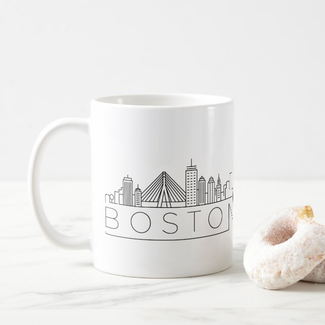 Boston City Stylised Skyline Coffee Mug (With Donut)
