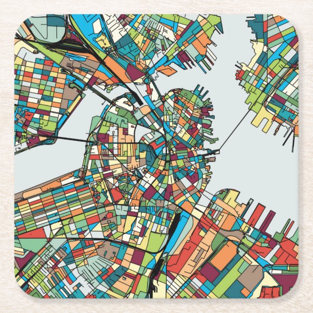 Boston City USA Square Paper Coaster (Front)