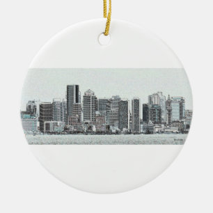 Boston Cityscape Spartan New England Ceramic Tree Decoration