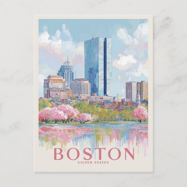 Boston Cityscape Vintage Postcard (Front)