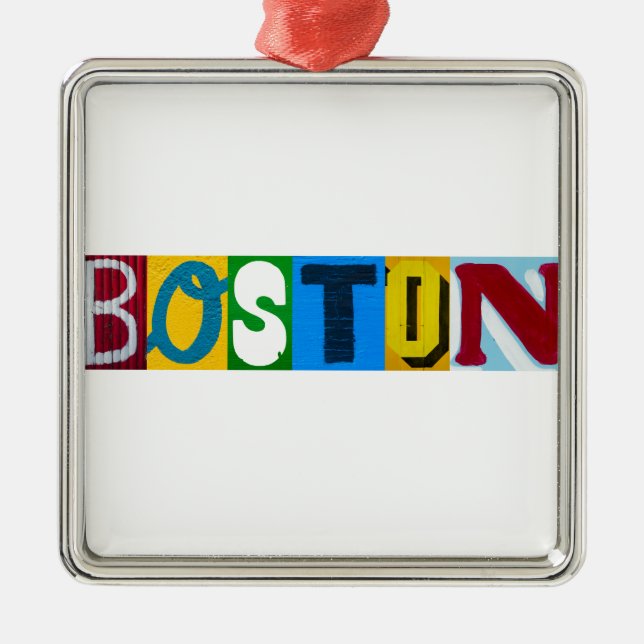 Boston Colourful  Letters Metal Tree Decoration (Front)