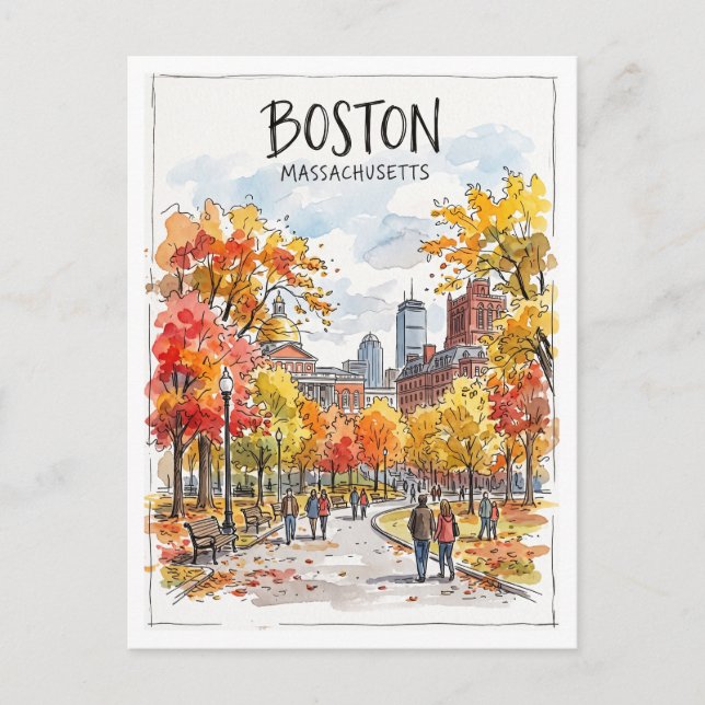 Boston Common Massachusetts Postcard (Front)