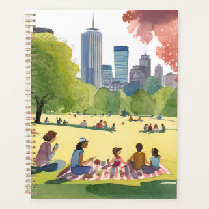 Boston Common Picnic   Summer Watercolor Painting Planner