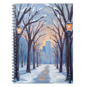 Boston Common Winter Snowfall Watercolor Notebook