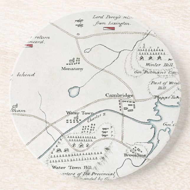 BOSTON-CONCORD MAP, 1775 COASTER (Front)