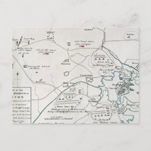 BOSTON-CONCORD MAP, 1775 POSTCARD