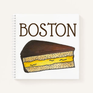 Boston Cream Creme Pie Slice Dessert Massachusetts Notebook