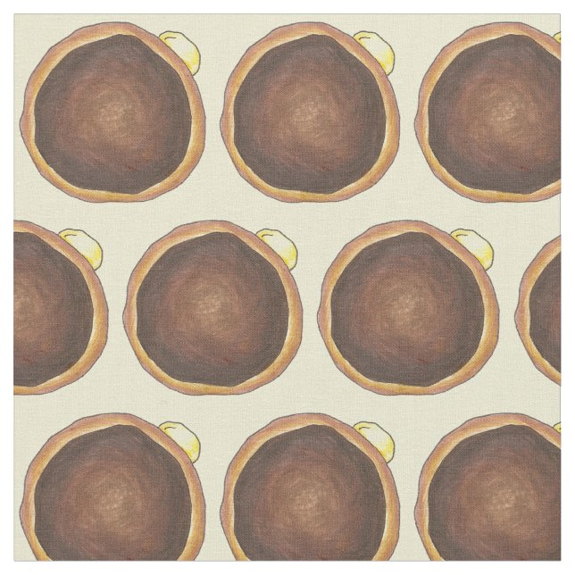 Boston Cream Doughnut Doughnut Doughnuts Fabric (Close Up)