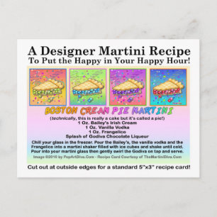 Boston Cream Pie Martini Recipe Card Postcard