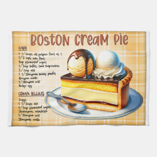 Boston Cream Pie Recipe Tea Towel