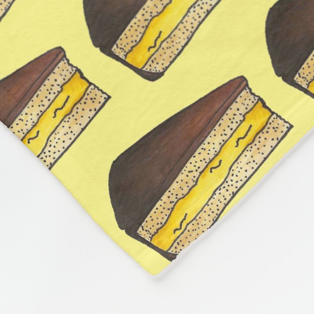 Boston Cream Pie Slice Food Dessert Yellow Baking Fleece Blanket (Corner)