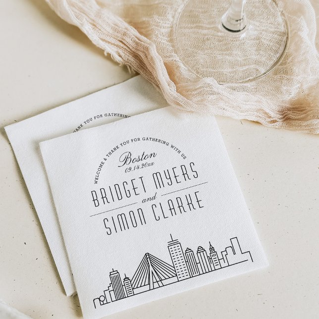 Boston Deco Skyline | Wedding Event Napkins (Creator Uploaded)