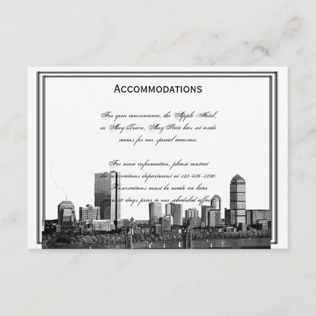 Boston Destination Wedding Accomodations Enclosure Card (Front)