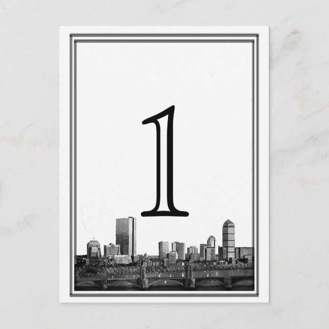 Boston Destination Wedding Table Number Postcard (Front)