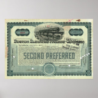 Boston Elevated Railway Co. Stock Certificate Poster