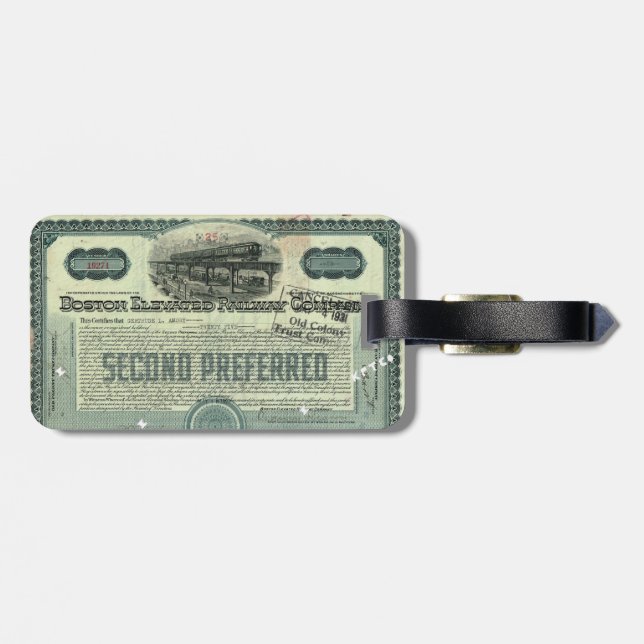 Boston Elevated Railway Company Luggage Tag (Back Horizontal)
