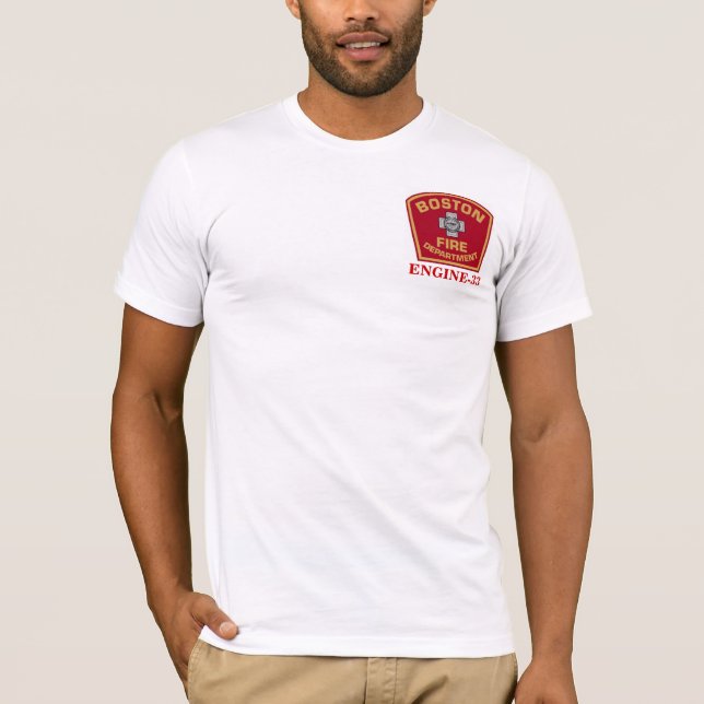Boston Fire Engine-33 White Tee (Front)