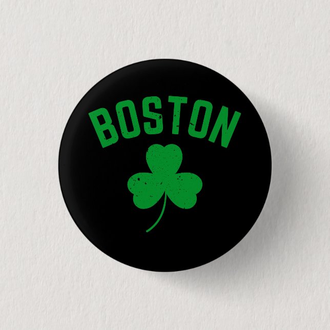 Boston Green Lucky Shamrock 3 Cm Round Badge (Front)