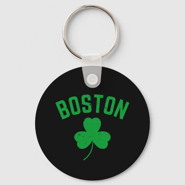 Boston Green Lucky Shamrock  Key Ring (Front)