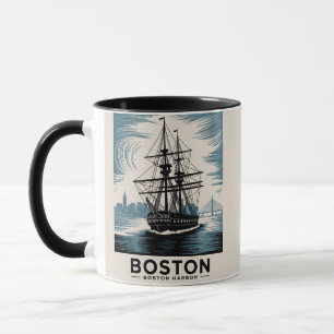 Boston Harbor USS Constitution Vintage Tall Ship Mug