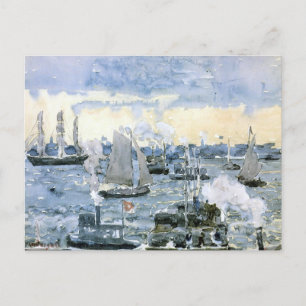 Boston Harbour, fine art painting, Postcard