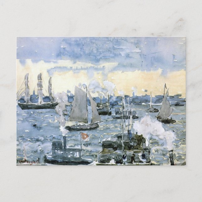 Boston Harbour, fine art painting, Postcard (Front)