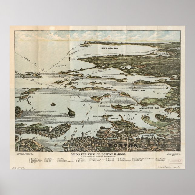 Boston Harbour MA 1920 Antique Panoramic Maps Poster (Front)