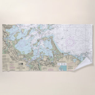 Boston Harbour Nautical Chart 13270 Beach Towel