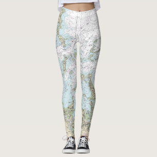 Boston Harbour Nautical Chart 13270 Leggings