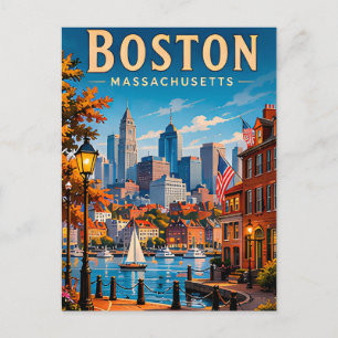 Boston Historic Waterfront and Skyline Postcard