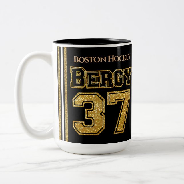 Boston Hockey Bergy 37 Two-Tone Coffee Mug (Left)
