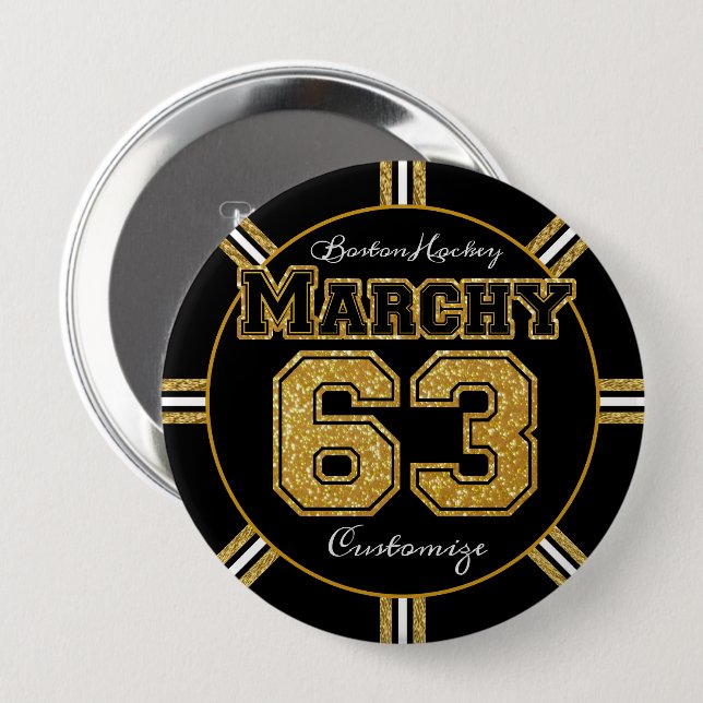 Boston Hockey Marchy 63 10 Cm Round Badge (Front & Back)