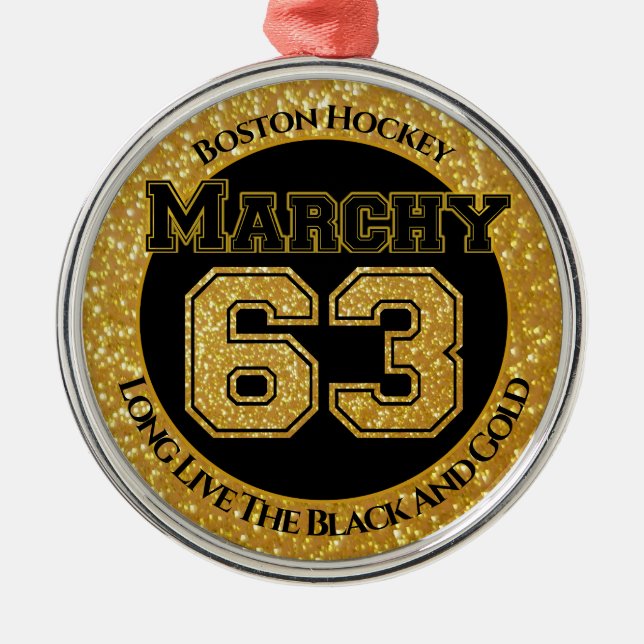 Boston Hockey Marchy 63 Metal Tree Decoration (Front)