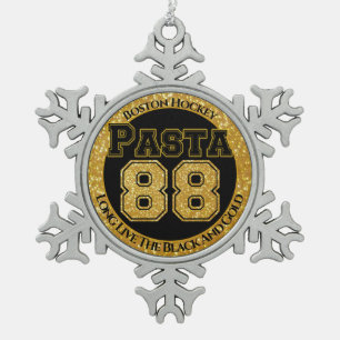 Boston Hockey Pasta 88 Snowflake Pewter Christmas Ornament