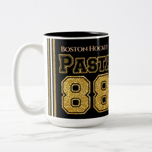 Boston Hockey Pasta 88 Two-Tone Coffee Mug (Left)