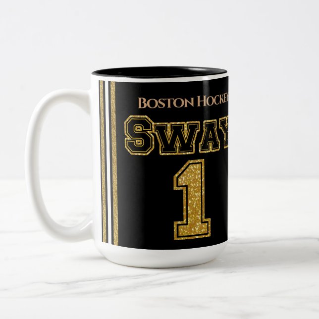 Boston Hockey Sway 1 Two-Tone Coffee Mug (Left)