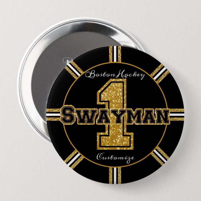 Boston Hockey Swayman 1 10 Cm Round Badge (Front & Back)