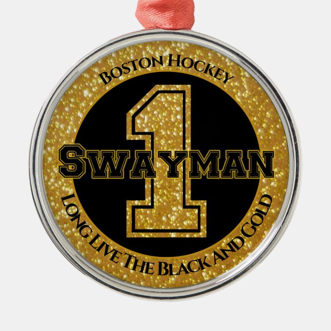 Boston Hockey Swayman 1 Metal Tree Decoration (Front)