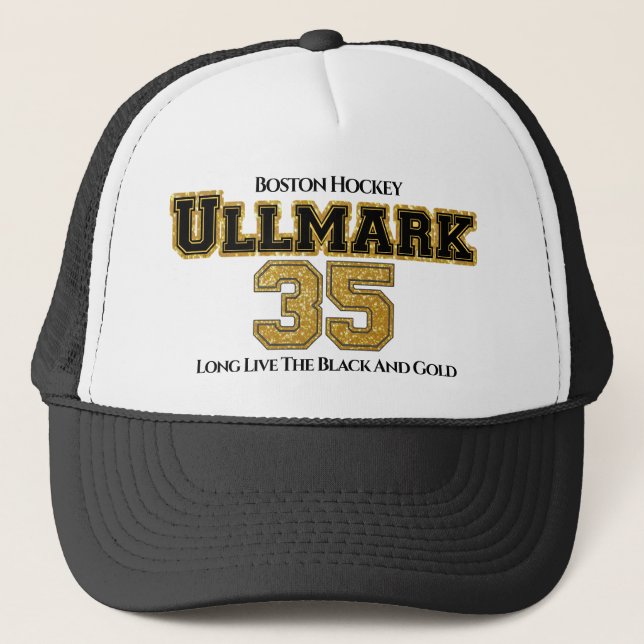 Boston Hockey Ullmark 35 Trucker Hat (Front)