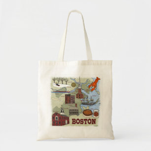 Boston Illustrated Map Tote Bag