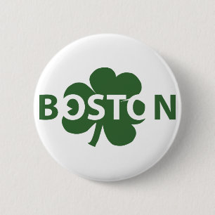 Boston Irish Shamrock Button