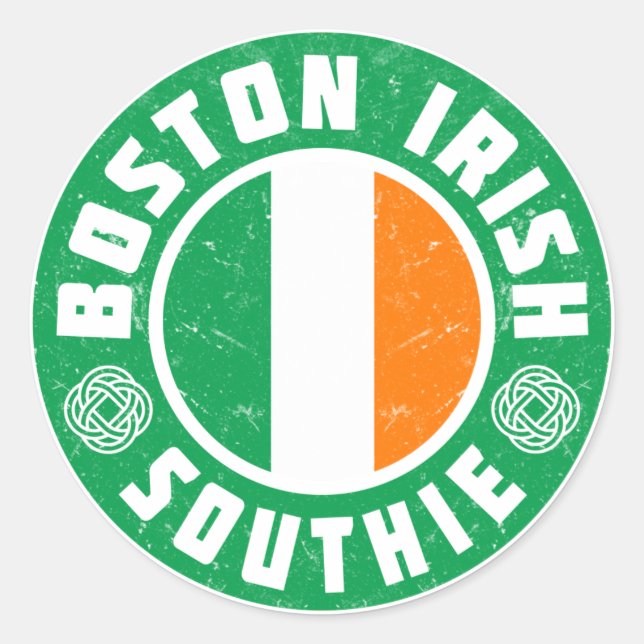 Boston Irish Southie Classic Round Sticker (Front)