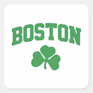 boston irish st patrick's shamrock clover southie square sticker