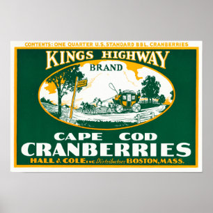 Boston Kings Highway Brand Cranberry Label Poster