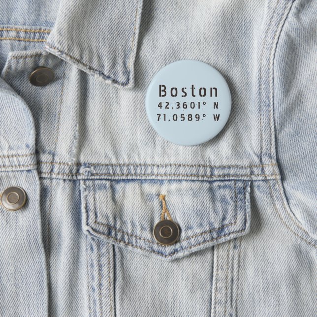 Boston Latitude Longitude 6 Cm Round Badge (In Situ)