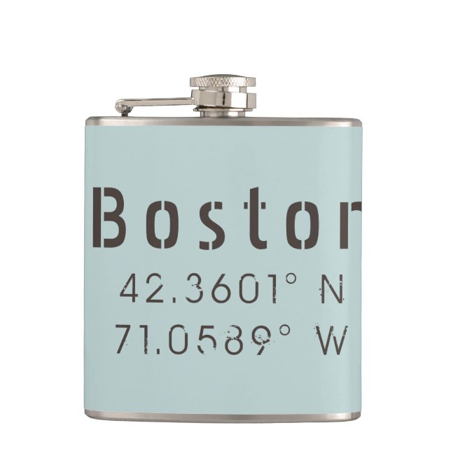 Boston Latitude Longitude Hip Flask (Front)