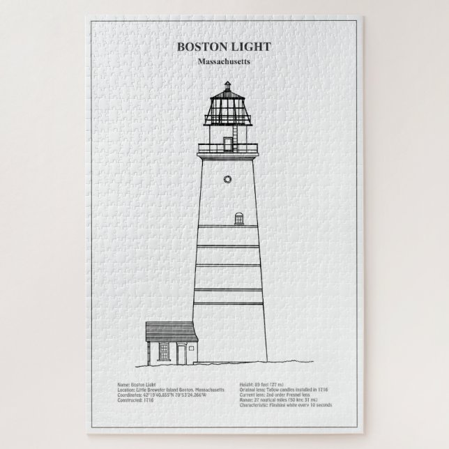 Boston Light Lighthouse - Massachusetts - BD Jigsaw Puzzle (Vertical)