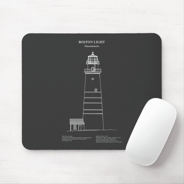 Boston Light Lighthouse - Massachusetts – PD Mouse Mat (With Mouse)