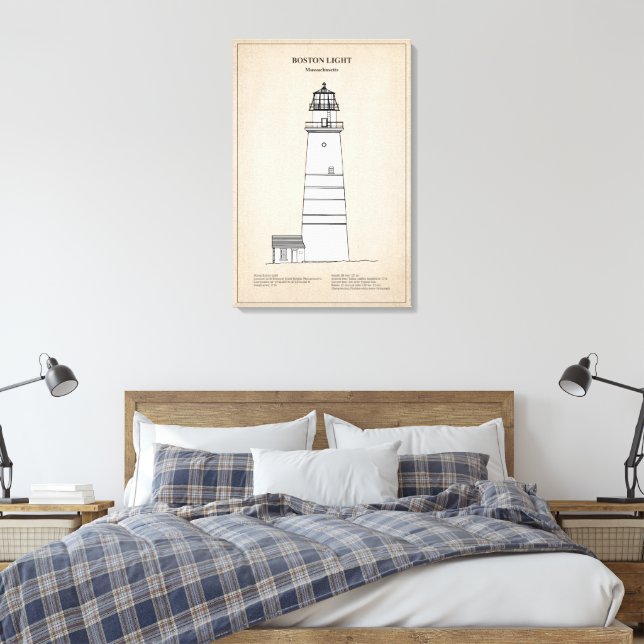 Boston Light Lighthouse - Massachusetts - SBD Canvas Print (Insitu(Bedroom))