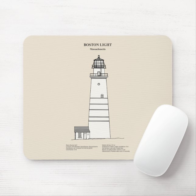 Boston Light Lighthouse - Massachusetts - SBD Mouse Mat (With Mouse)
